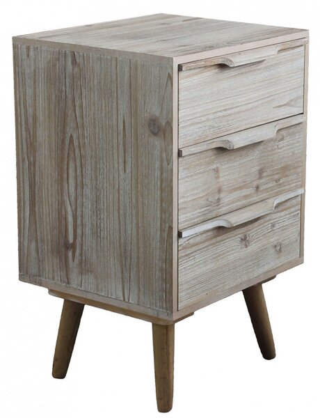Mobiletto 3 Cassetti con Gambe in Legno 40x36x64 h cm in Legno di paulownia Tortora