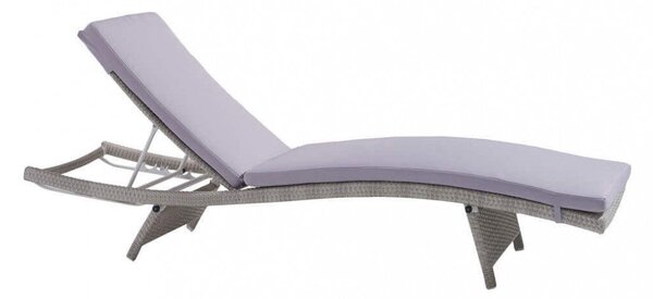 Lettino Prendisole da Giardino Honolulu con Cuscino 67x206x32 h cm in Wicker Grigio