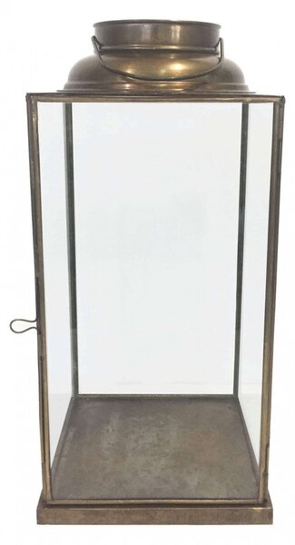 Lanterna Nancy Media 18x18x33,5 h cm in Acciaio Ottone antico