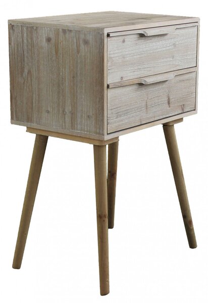 Mobiletto con 2 Cassetti 50x37x80 h cm in Legno di paulownia Tortora