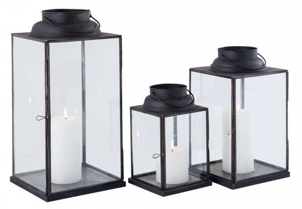 Lanterna Naomi Grande 20,5x20,5x44 h cm in Acciaio Antracite