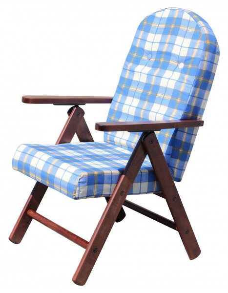 Poltrona 4 Posizioni Faggio con Cuscino 61x75x110 h cm in Cotone Blu