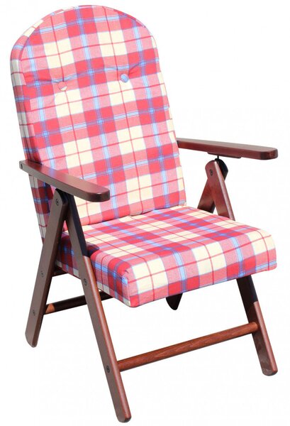 Poltrona 4 Posizioni Faggio con Cuscino 61x75x110 h cm in Cotone Rosso