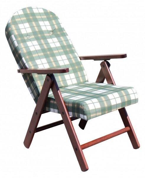 Poltrona 4 Posizioni Faggio con Cuscino 61x75x110 h cm in Cotone Verde