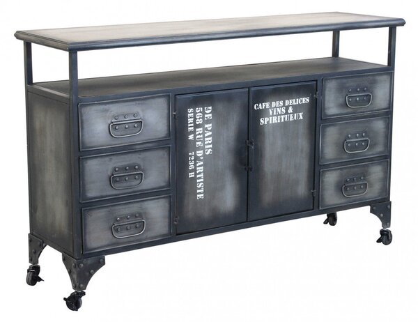 Mobile Emeric 132,5x37,5x82 h cm in Acciaio Grigio