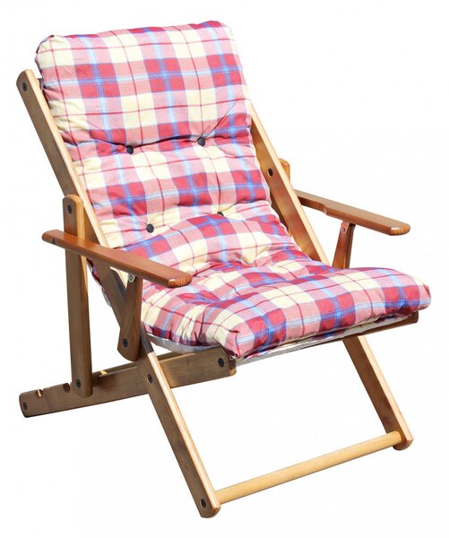 Poltrona 3 Posizioni Relax Miele con Cuscino 84x60x100 h cm in Cotone Rosso