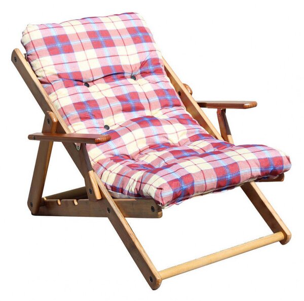 Poltrona 3 Posizioni Relax Miele con Cuscino 84x60x100 h cm in Cotone Rosso