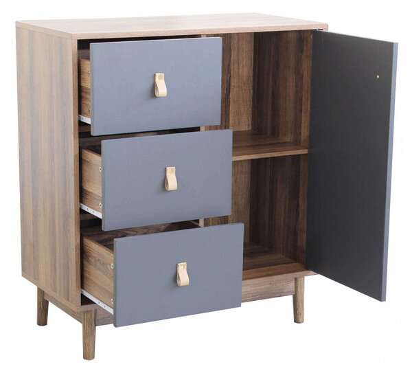 Mobiletto Joris 80x39x90 h cm in Legno Grigio