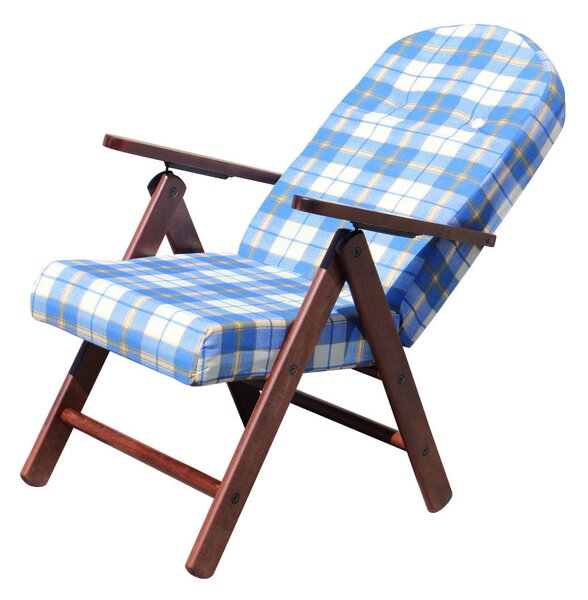 Poltrona 4 Posizioni Faggio con Cuscino 61x75x110 h cm in Cotone Blu