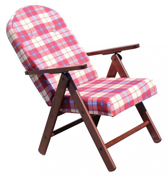 Poltrona 4 Posizioni Faggio con Cuscino 61x75x110 h cm in Cotone Rosso