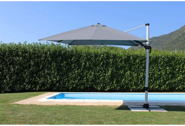 Ombrellone da Giardino Lipsi Decentrato 3x3 m in Alluminio Grigio