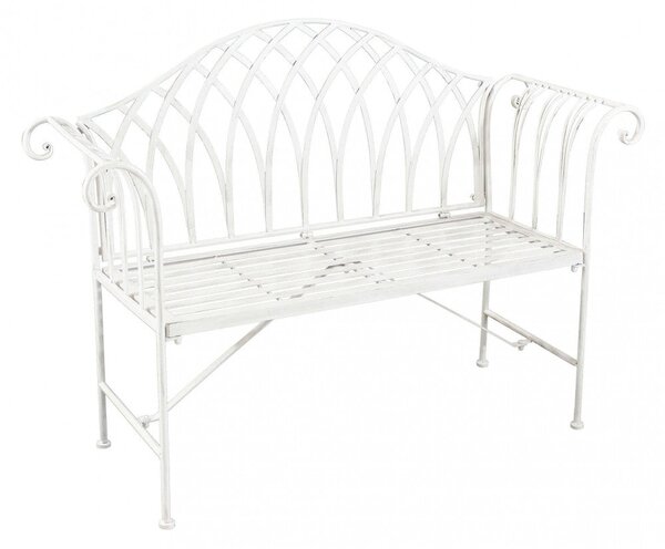 Panca Annette Bianco Antico 128x40x93 h cm in Acciaio Bianco