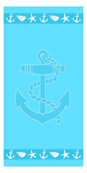 Telo mare tipo terry blu in cotone 70x140 cm Anchor – B.E.S