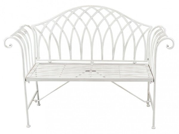 Panca Annette Bianco Antico 128x40x93 h cm in Acciaio Bianco
