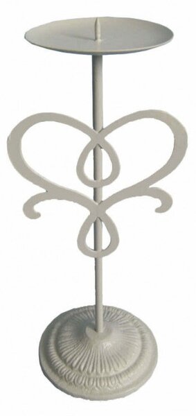 Porta Candela Chantal Bianco Antico 10x36 h cm in Acciaio Bianco