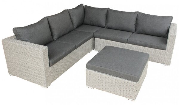 Set Salotto da Giardino Divano 2 Poltrone e Tavolino con Cuscini in Wicker Grigio