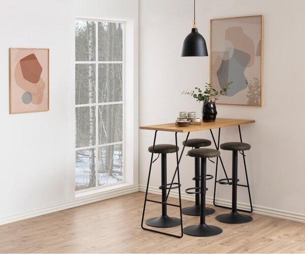 Sedia da bar grigia in imbottito con altezza regolabile (altezza della seduta 62 cm) Finch – Actona