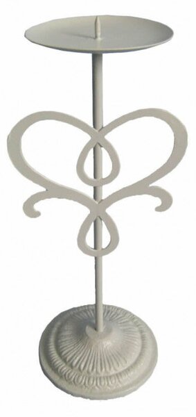 Porta Candela Chantal Bianco Antico 10x36 h cm in Acciaio Bianco