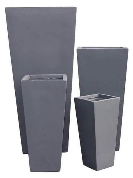 Set di 4 vasi Margherita in Fibra di argilla Grigio