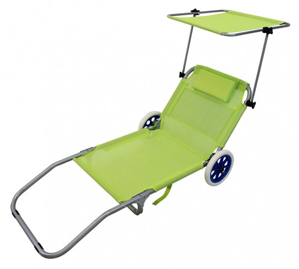 Spiaggina Carrello Pieghevole Steel con Tetto 145x52x62h cm in Textilene Vari Colori