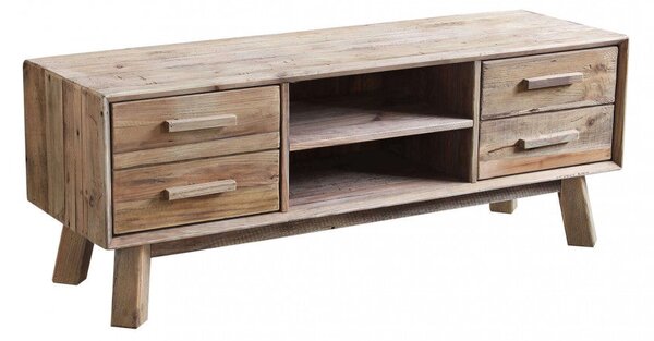 Mobile TV Roger 130x40x48 h cm in Pino riciclato Marrone
