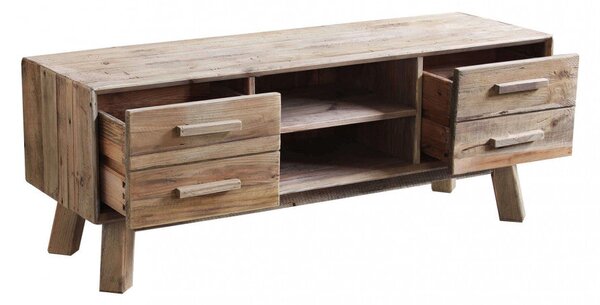 Mobile TV Roger 130x40x48 h cm in Pino riciclato Marrone