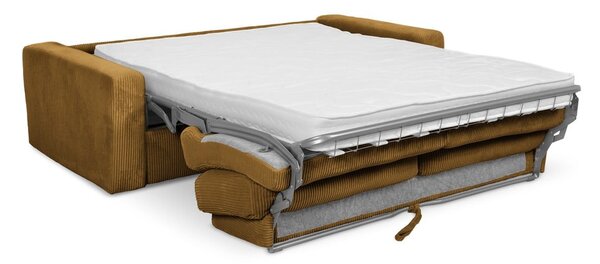 Divano color senape allungabile con rivestimento in velluto a coste 195 cm Nona – Makamii