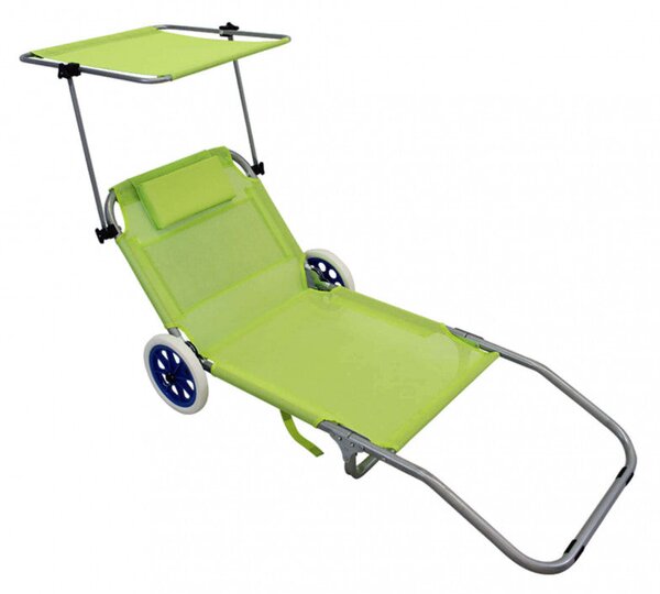 Spiaggina Carrello Pieghevole Steel con Tetto 145x52x62h cm in Textilene Vari Colori