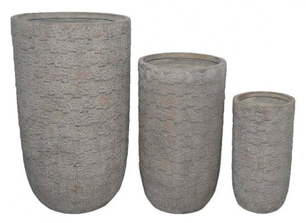 Set 3 Vasi Oleandro in Fibra di argilla Grigio