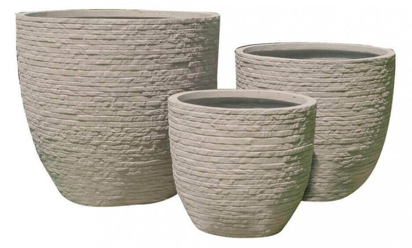 Set di 3 vasi Ciclamino in Fibra di argilla Beige