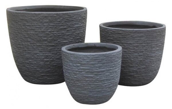 Set di 3 vasi Ciclamino in Fibra di argilla Grigio