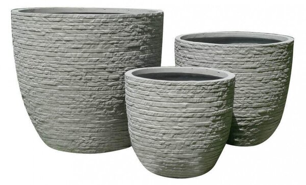 Set di 3 vasi Ciclamino in Fibra di argilla Grigio