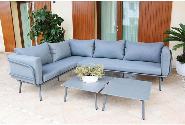 Salotto Angolare Suez con Cuscini in Alluminio Grigio