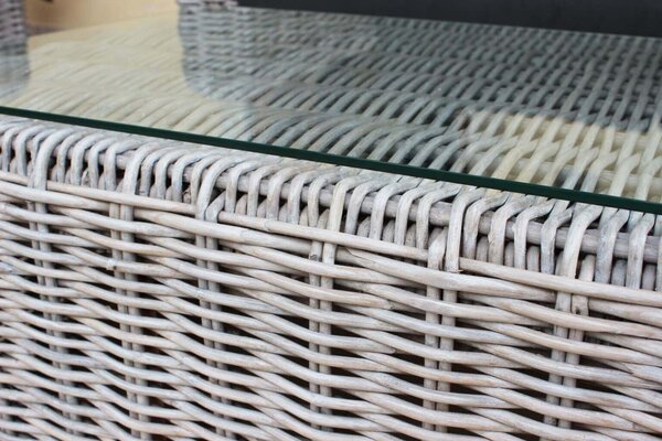 Set Salotto da Giardino Divano 2 Poltrone e Tavolino con Cuscini in Rattan Grigio