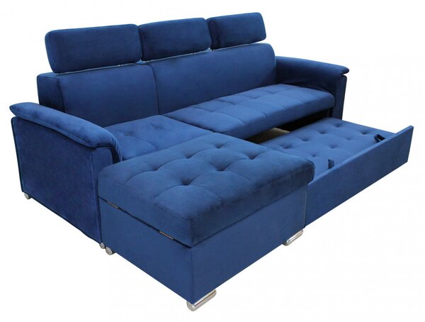 Divano Letto Derrick 234x148x84 cm in Tessuto Blu