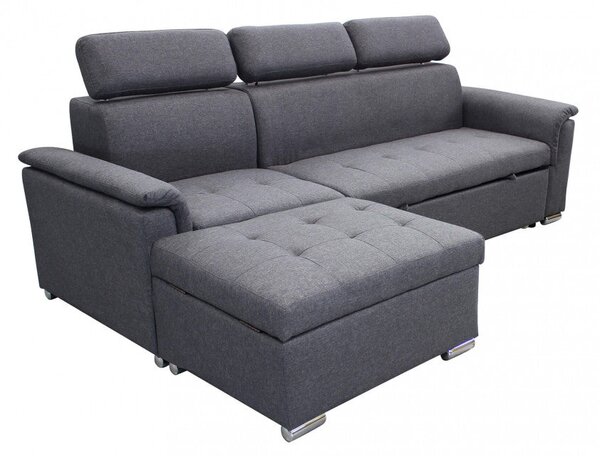 Divano Letto Derrick 234x148x84 cm in Tessuto Grigio scuro
