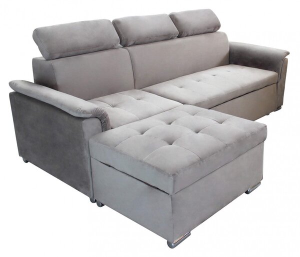 Divano Letto Derrick 234x148x84 cm in Tessuto Tortora