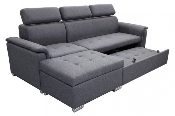 Divano Letto Derrick 234x148x84 cm in Tessuto Grigio scuro