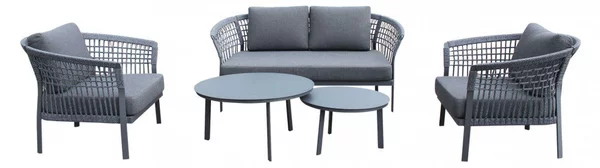 Set Salotto da Giardino Divano 2 Poltrone e Tavolino con Cuscini in Alluminio Antracite