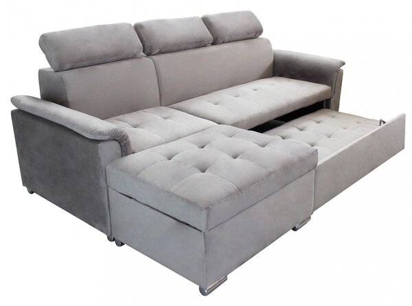 Divano Letto Derrick 234x148x84 cm in Tessuto Tortora