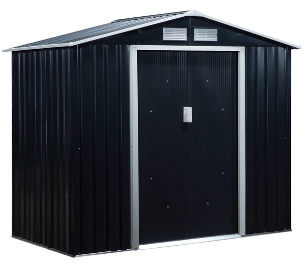 Casetta Box da Giardino 213x130x185 cm in Acciaio e PP Grigio Scuro