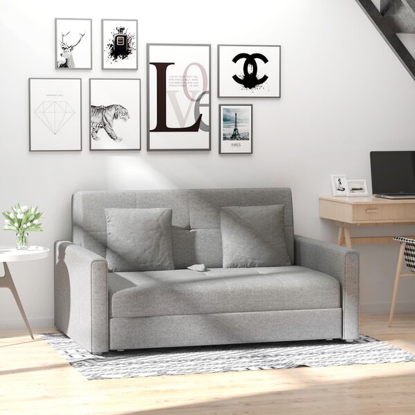 Divano Letto 2 Posti 152x101x81 cm in Tessuto Grigio