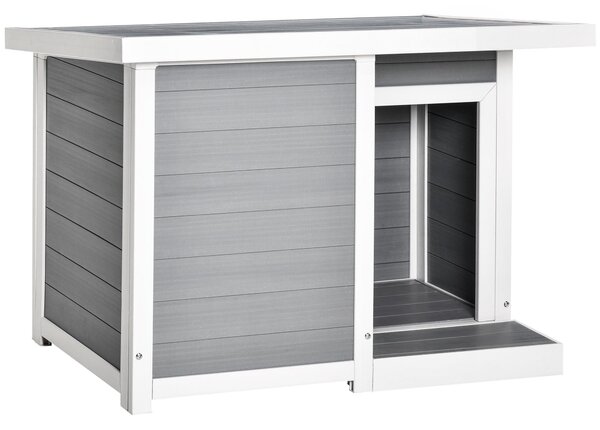 Cuccia per Cani da Esterno 102x70x73 cm in WPC Grigio, Bianco