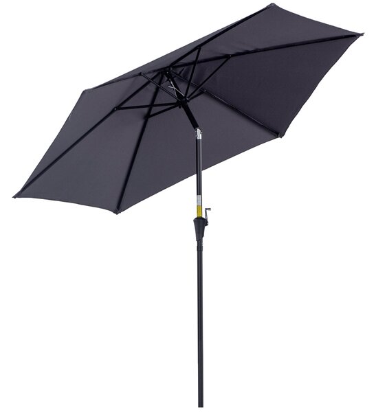 Ombrellone da Giardino Ø2,7x2,35 m Palo Ø38 mm in Alluminio e Tessuto in Poliestere Grigio