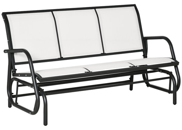 Panchina Dondolo da Giardino 151x75x85 cm in Metallo e Texteline Beige