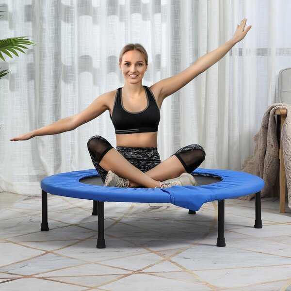 Trampolino Elastico Fitness Ø96,5 cm in Acciaio e PVC Nero e Blu