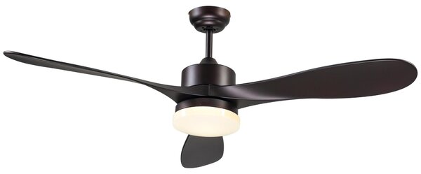Ventilatore da Soffitto 3 Pale e Lampada LED Ø132x43 cm 6 Velocità Marrone