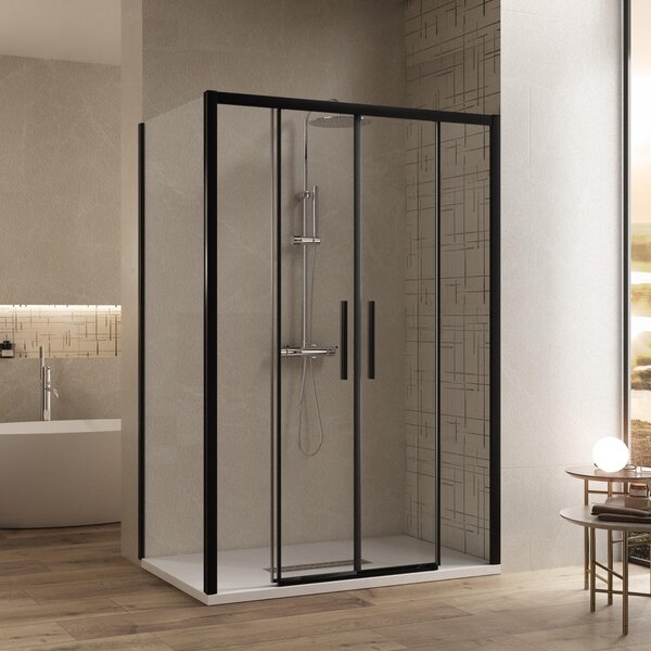 Box Doccia Angolare 2 Ante Scorrevoli in Cristallo Trasparente 6mm H195 Bonussi Eliane 70x140 cm