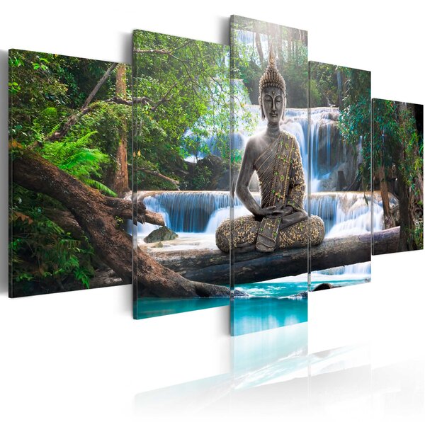 Quadro - Buddha e Cascata 200X100Cm Erroi