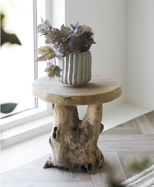 Tavolino rotondo in teak massiccio ø 40 cm Palena – House Nordic